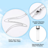 64Pcs DIY Necklaces Making Kit, Including 304 Stainless Steel Chain Necklaces and Handmade Blown Glass Pendants, Eco-Friendly Brass Jump Rings, Stainless Steel Color, 64pcs/set