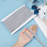 13M Metallic Yarn Ribbons, Jacquard Ribbon, Centipede Lace Ribbons, Garment Accessories, Silver, 1/2 inch(14mm), about 14.22 Yards(13m)/Card