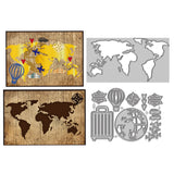 Map of the World Carbon Steel Cutting Dies Stencils, for DIY Scrapbooking, Photo Album, Decorative Embossing Paper Card, Greeting Card Mold, Map, 76~91x123~141x0.8mm, 2pcs/set