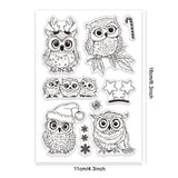 Custom Summer Theme PVC Plastic Clear Stamps, for DIY Scrapbooking, Photo Album Decorative, Cards Making, Owl, 160x110mm