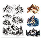 Custom Summer Theme PVC Plastic Clear Stamps, for DIY Scrapbooking, Photo Album Decorative, Cards Making, Mountain, 160x110mm