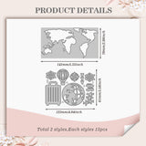 Map of the World Carbon Steel Cutting Dies Stencils, for DIY Scrapbooking, Photo Album, Decorative Embossing Paper Card, Greeting Card Mold, Map, 76~91x123~141x0.8mm, 2pcs/set