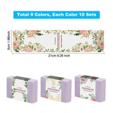 90Pcs 9 Styles Flower Pattern Soap Paper Tag, Paper Soap Wrappers, Rectangle, for Soap Packaging, Mixed Color, 210x50mm, 10pcs/style
