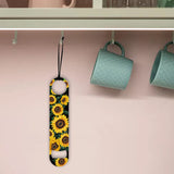 201 Stainless Steel Bottle Opener, with PU Leather Cord, Rectangle, Flower Pattern, 178x38x2mm
