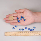 Handmade Evil Eye Lampwork Beads Strands, Flat Round, Blue, 10x4mm, Hole: 1mm, 38pcs/strand, 14.1 inch~14.5 inch, 1strand/box