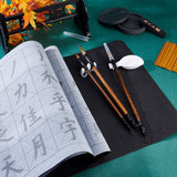 2 Boxes Chinese Calligraphy Hand Writing Practice Sheet of Regular Script, with 1Pc Spoon Shape Ink Tray Containers and 3Pcs 3 Sytles Brushes Pen, Mixed Color, 96~680x44~341x0.1~20mm