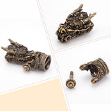 Brass Cord Ends, End Caps, Dragon Head, Antique Bronze, 40mm, Hole: 5.8x12mm, Inner Diameter: 11x5mm