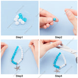 DIY Ocean Themed Bracelet Making Kits, Including Glass Beads, Alloy Pendants & Spacer Beads, 304 Stainless Steel Pendants & Resin Pendants, Elastic Crystal Thread, Antique Silver, 8mm, Hole: 1mm, 10pcs