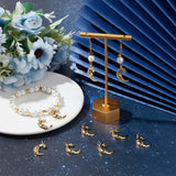 Brass Pendants, with Jump Rings, Moon with Star, Real 16K Gold Plated, 22x15x4mm, Hole: 3mm, 10pcs/box