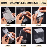 Transparent Plastic PVC Box Gift Packaging, Waterproof Folding Box, Square, Clear, 22.2x12x0.1cm, Box: 6x6x10cm