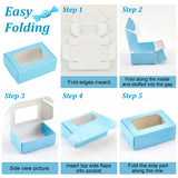 Cardboard Paper Shipping Box, Mailing Folding Box with Visible Window, Rectangle, Light Sky Blue, 6.2x8.7x3.2cm
