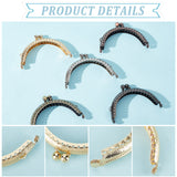 5Pcs 5 Colors Semicircle Shape Iron Kiss Lock Bag Frames, Purse Handle for Purse Knitting Accessories, Mixed Color, 5.7x8.7x1.2cm, 1pc/color