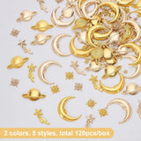 Alloy Cabochons, Epoxy Resin Supplies Filling Accessories, for Resin Jewelry Making, Mixed Shapes, Cadmium Free & Lead Free, Mixed Color, 120pcs/box
