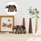 Natural Boxwood Display Decorations, Bear with Forest, Coconut Brown, 9.8x18x2.3cm
