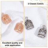 20Pcs 2 Colors Zinc Alloy Bead Cage Pendants, with ABS Plastic Imitation Pearl Beads, Cadmium Free & Lead Free, Birdcage, Mixed Color, 20x13x12.5mm, Hole: 1.5mm, 10pcs/colors