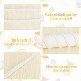 Polyester Fringe Ribbon, ABS Plastic Beads Trim, Clothes Accessories Decoration, White, 3/8 inch(10mm)