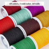 10 Rolls 10 Colors Braided Nylon Threads, Mambo Thread, with Spool, for Jewelry Making, Round, Mixed Color, 1mm, about 6 yards/roll, 1 roll/color