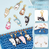 15Pcs DIY Knitting Tool Kits, including Cat Alloy Enamel Pendant Stitch Markers, Acrylic Beaded Knitting Row Counter Chains, Paw Print Silicone Knitting Needle Stoppers, Mixed Color, 2.35~23.8cm