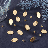 30Pcs 201 Stainless Steel Stud Earring Findings, with 304 Stainless Steel Pin and Ear Nuts, Oval, Real 24K Gold Plated, 17.5x12mm, Hole: 1mm, Pin: 0.7mm