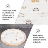 92-Slot Wooden Ring Jewelry Display Round Tray, with PU Leather, Finger Ring Organizer Holder for Ring Storage, White, 26.2x1.75cm