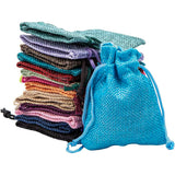 Burlap Packing Pouches Drawstring Bags, Mixed Color, 9x7cm, 2pcs/color, 30pcs/set