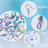 DIY Earring Making Finding Kit, Including Stainless Steel Stud & Leverback & Hoop Earring Findings & Earring Hooks, Plastic Ear Nuts, Rainbow Color, 80Pcs/box