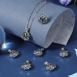 10Pcs Alloy Diffuser Locket Pendants, Cage Pendants, Flower, Platinum, 25x17.5x10.5mm, Hole: 3.5x4.5mm, inner measure: 11.5x14mm