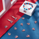 18Pcs Independence Day Alloy Pendants, with Rhinestone, Platinum, Rectangle Flag Charm, Colorful, 14.5x16.5x2mm, Hole: 2.6mm