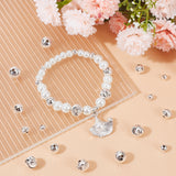 32Pcs 4 Style Eco-Friendly Brass Beads, Long-Lasting Plated, Lead Free & Cadmium Free, Round, 925 Sterling Silver Plated, 5~10mm, Hole: 1.2~2.3mm, 8pcs/style