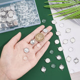 100Pcs 304 Stainless Steel Cabochon Connector Settings, Plain Edge Bezel Cups, Flat Round, with 100Pcs Transparent Glass Cabochons, Stainless Steel Color, Cabochon Connector Settings: 19x14x2mm, Hole: 1.5mm, Inner Diameter: 12mm