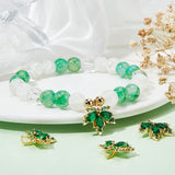 8Pcs Brass Micro Pave Cubic Zirconia Pendants, Real 18K Gold Plated, Maple Leaf Charm, Green, 17x17x3mm, Hole: 2x5mm