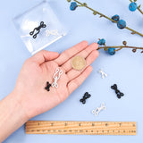 Cloth Clover Brass Buckles, Sewing Hooks and Eyes Closure, for Bra Clothing Trousers Skirt Sewing DIY Craft, Black & White, 48sets/box