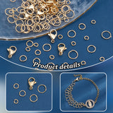 304 Stainless Steel Lobster Claw Clasps, with Open Jump Rings, Real 24K Gold Plated, 12x7x3.5mm, Hole: 1.5mm, 10Pcs/box