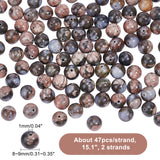 2 Strands Natural Llanite Beads Strands, Round, 8~9mm, Hole: 1mm, about 47pcs/strand, 15.1 inch