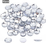 1 Box 60Pcs Self-Adhesive Acrylic Rhinestone Stickers, for DIY Decoration and Crafts, Faceted, Half Round, Clear, 20x5mm