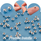 60Pcs 925 Sterling Silver Beads, Round, Silver, 4x3.5mm, Hole: 1.5mm