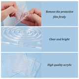 Acrylic Embroidery Tool, Drawing Line Template, Round, 119.5x119.5x2.5~3mm, 4pcs/set