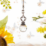 Faceted Glass Round Big Pendant Decorations, with Tibetan Style Alloy Findings, Clear, 410mm, 2pcs/set