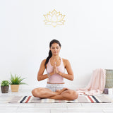 Lotus Acrylic Mirror Wall Stickers, with Self-adhesion, for Home Wall Cabinet Decorations, Gold, 291x260x2mm