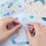 120Pcs 12 Style Transparent Spray Painted Glass Beads, Starfish & Fish, Mixed Color, 14x10~15x5.5~6.5mm, Hole: 1mm, 10pcs/color