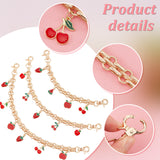 Fruit Alloy Enamel Pendant Purse Chains, with Alloy & Iron Findings, Mixed Shapes, Light Gold, 20.3~31x0.8~1.2cm, 3 style, 1pc/style, 3pcs/box