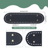 4Pcs PU Leather Oval Long Bag Bottom, for Women Bags Handmade DIY Accessories, Mixed Color, 59~263x81~83x9.5~10.5mm, Hole: 2~10mm, 2 colors, 2 style, 4pcs