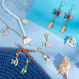 Alloy Enamel Sea Horse & Butterfly Pendant Locking Stitch Markers, Zinc Alloy Lobster Claw ClaspsStitch Marker, Mixed Color, 4.1~4.3cm, 6 style, 2pcs/style, 12pcs/set