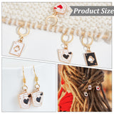 12Pcs 4 Style Alloy Enamel Playing Card Charm Locking Stitch Markers, with Gold Tone 304 Stainless Steel Leverback Earring Findings, Mixed Color, 3.4~3.5cm, 3pcs/style