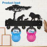 Wood & Iron Wall Mounted Hook Hangers, Decorative Organizer Rack, with 2Pcs Screws, 5 Hooks for Bag Clothes Key Scarf Hanging Holder, Lion, 200x300x7mm