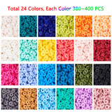 Handmade Polymer Clay Beads, for DIY Jewelry Crafts Supplies, Disc/Flat Round, Mixed Color, 4x1mm, Hole: 1mm, 24colors, about 380~400pcs/color, 9120~9600pcs/box