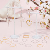 96Pcs 16 Styles Brass Linking Rings, Star & Round Ring & Teardrop & Triangle & Square & Heart & Fan & Hexagon, Platinum & Golden, 17.5~30x16~22.5x0.8~1mm, 6pcs/style