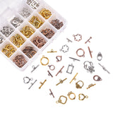 Tibetan Style Alloy Toggle Clasps, Mixed Shapes, Mixed Color, 140x108x30mm