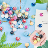 Glass Ball Pendants, with Star Glitter Sequins and Golden Plated CCB Plastic Cup Peg Bails, Round, Mixed Color, 20.5x15mm, Hole: 2.5mm, 10pcs/color, 10 colors, 100pcs/box