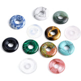 12Pcs 12 Style Natural & Synthetic Gemstone Charms, Donut/Pi Disc, 18x4.5~5.5mm, Hole: 5.5mm, 1pc/style